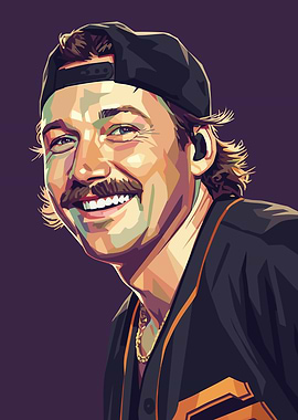 Smiling Baseball Player Pop Art Portrait