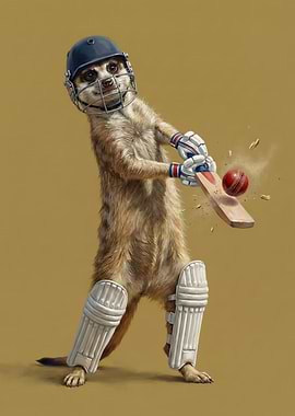 Meerkat playing cricket