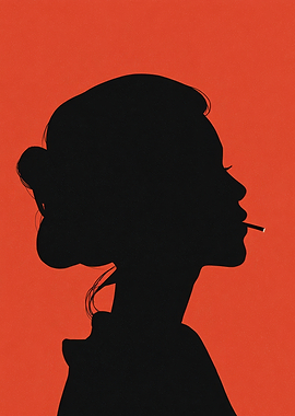 Silhouette of Woman Smoking