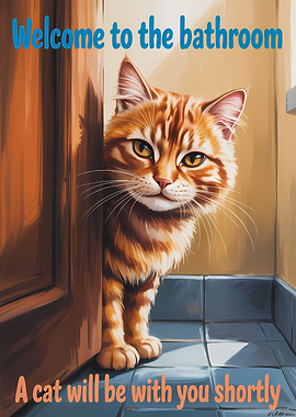Welcome to the Bathroom Cat Art