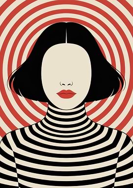 Abstract Woman Portrait with Striped Background