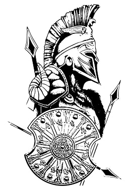Spartan Warrior Black and White Illustration
