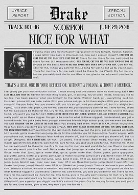 Drake - Nice For What Lyrics Report