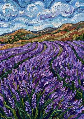 Lavender Field Impressionist Painting