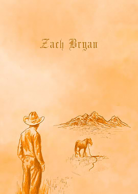 Zach Bryan Cowboy and Horse Landscape