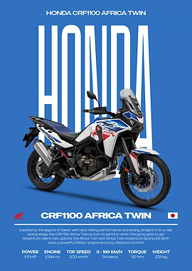 Honda CRF1100 Africa Twin Motorcycle Poster