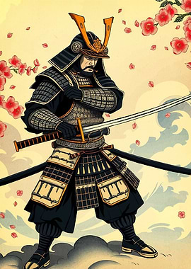 Samurai Warrior with Sword and Armor