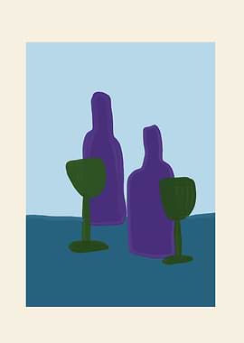 Abstract Still Life with Bottles and Glasses