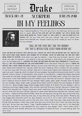 Drake - In My Feelings Lyrics Report