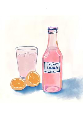 Pink Lemonade Still Life Illustration