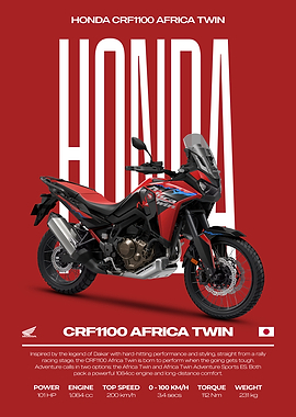 Honda CRF1100 Africa Twin Motorcycle Poster