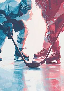 Hockey Face-Off Illustration