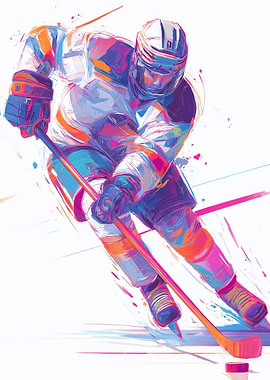 Colorful Hockey Player Illustration