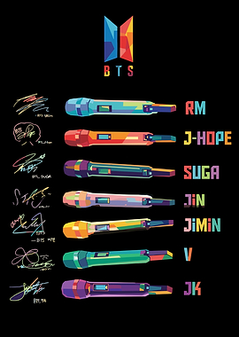 BTS Microphones and Signatures Pop Art