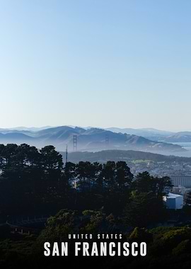 San Francisco cityscape with Golden Gate Bridge