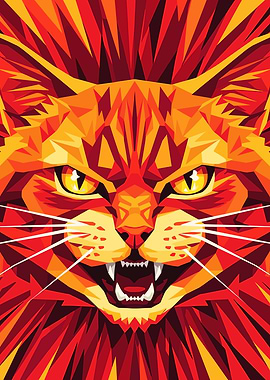 Abstract Geometric Cat Portrait