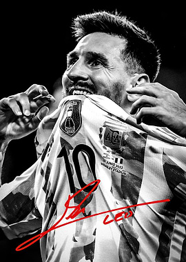 Lionel Messi Celebration Black and White