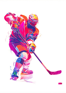 Colorful Hockey Player Illustration