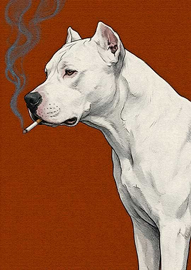 Dog smoking cigarette illustration