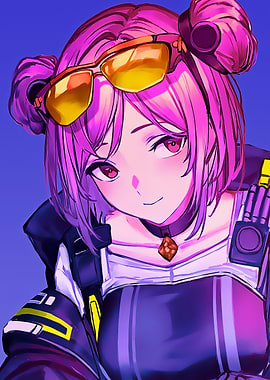 Anime Girl with Pink Hair and Sunglasses
