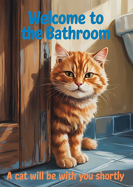 Welcome to the Bathroom Cat Art