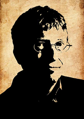 Bill Gates Portrait in Silhouette Style
