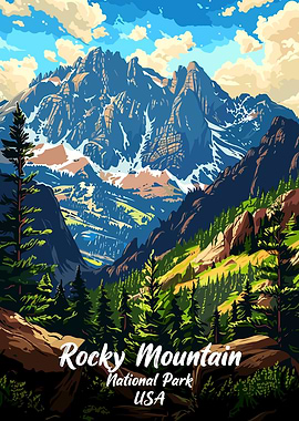 Rocky Mountain National Park Illustration