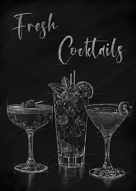Fresh Cocktails Chalkboard Art