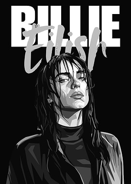 Billie Eilish Portrait in Black and White