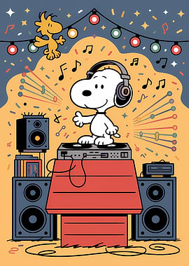 Snoopy DJ with Woodstock