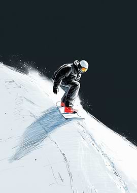 Snowboarder on Mountain Slope