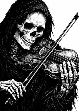 Grim Reaper Playing Violin Illustration