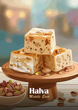 Halva Middle East Dessert Illustration