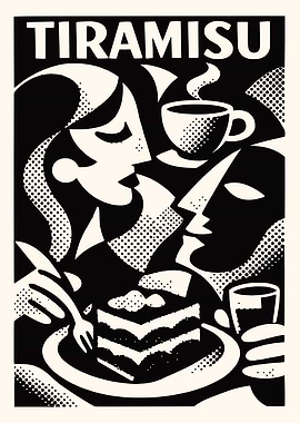 Tiramisu Dessert Art Deco Poster
