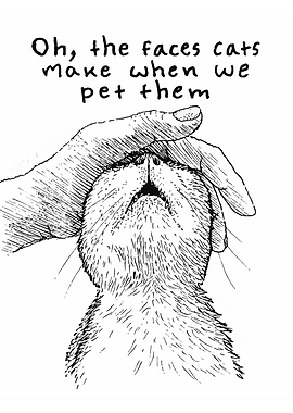 Petting a Cat: Line Art Illustration