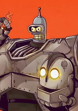 Bender and Iron Giant Mashup Art