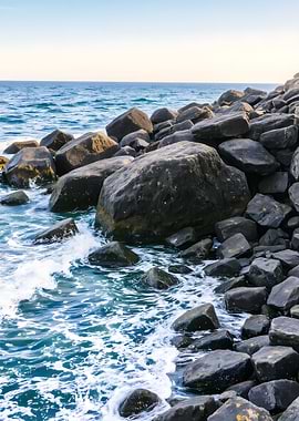 Rocky Shoreline with Ocean Waves