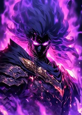 Dark Warrior with Purple Flames