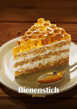 Bienenstich Cake with Honeycomb Topping