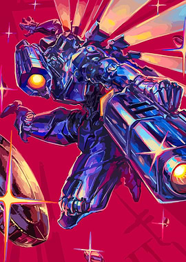 Futuristic Robot Warrior in Action