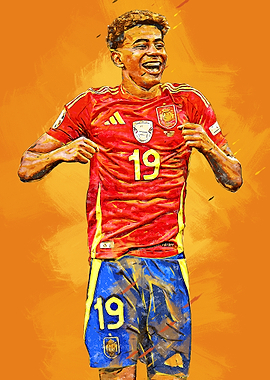 Yamal Soccer Player in Spain Jersey