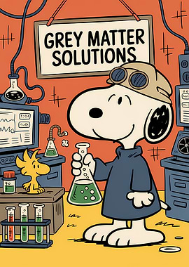 Snoopy and Woodstock in Laboratory