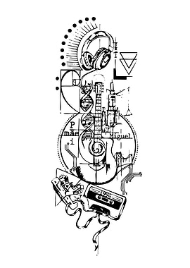 Music and Memories Black and White Art