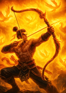 Archer in Fiery Landscape
