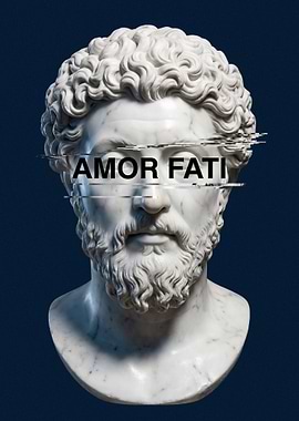 Amor Fati Marble Statue Modern Glitch Aesthetic Philosophy