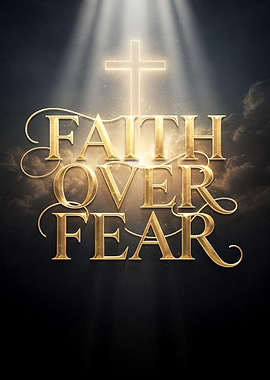 Faith Over Fear Christian Inspirational Art