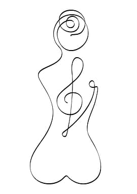 Minimalist Music Woman Line Art
