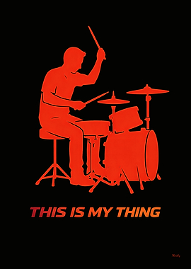 Minimalist Drummer Lifestyle Silhouette