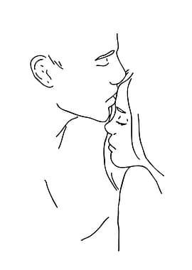 Minimalist Line Art: Affectionate Couple