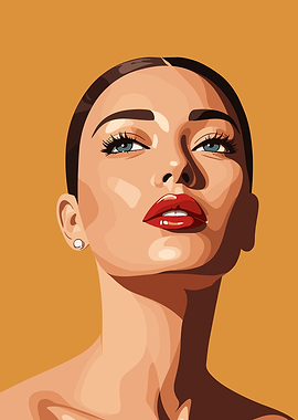 Woman Portrait with Red Lips